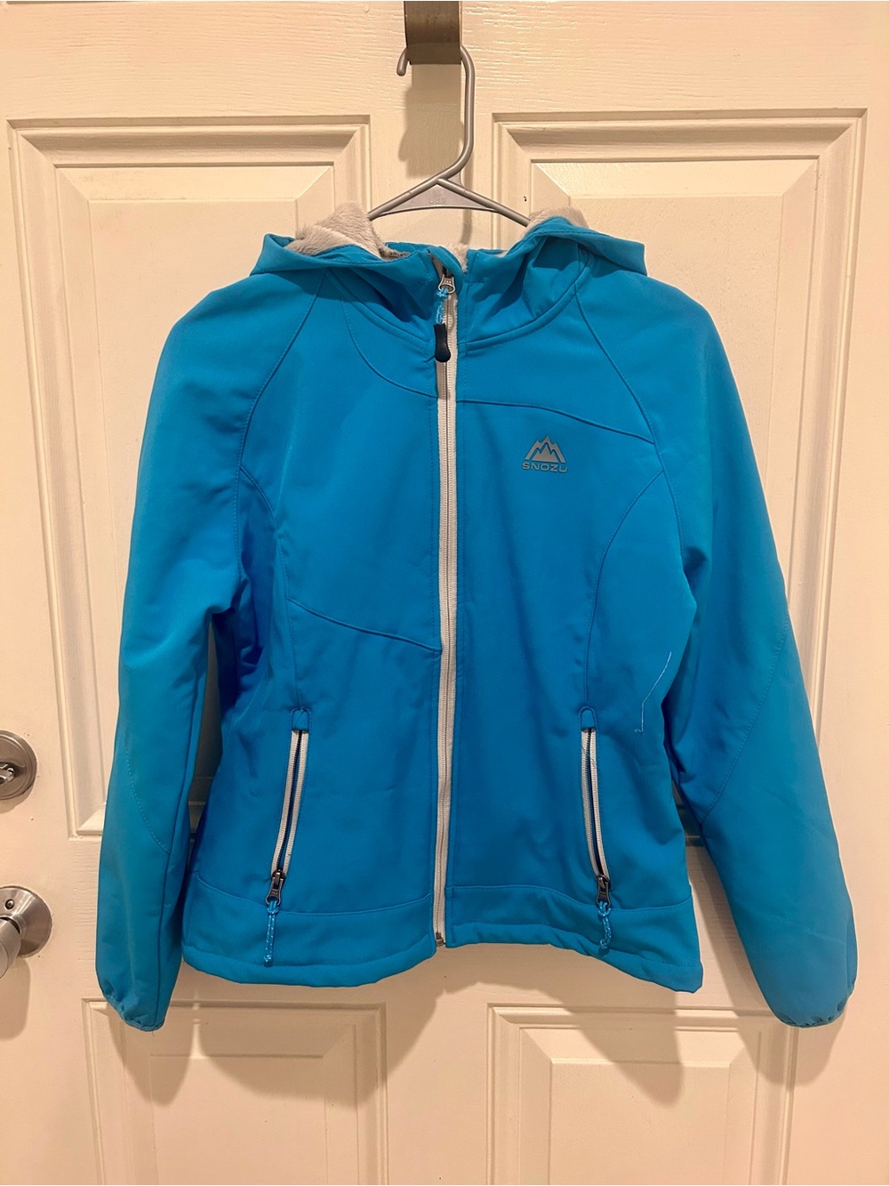 Snozu Bright Blue Hooded Kids Softshell Jacket